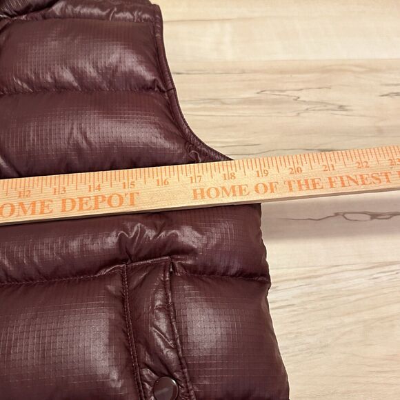 J Crew Women Small Vest Full Zip Goose Down Puffer Full Zip Shiny Burgundy Red - Picture 6 of 7